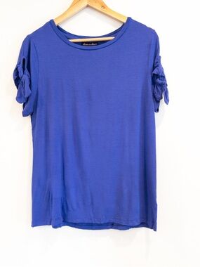 Alison Andrews Blue Stretch Tie Sleeve Tee Large
